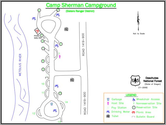 Camp Sherman Campground Map