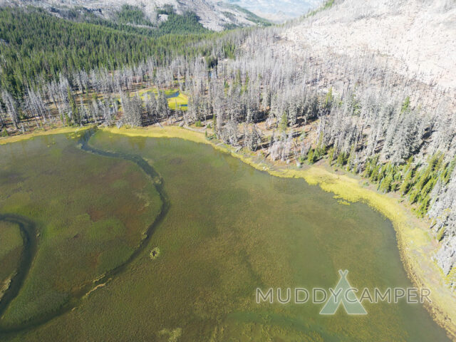 Aireal view of lake in Oregon cascades